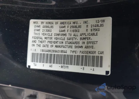 2009 Acura Tl 3.5 (A5) z USA, uszkodzony, nr VIN 19UUA86299A018544